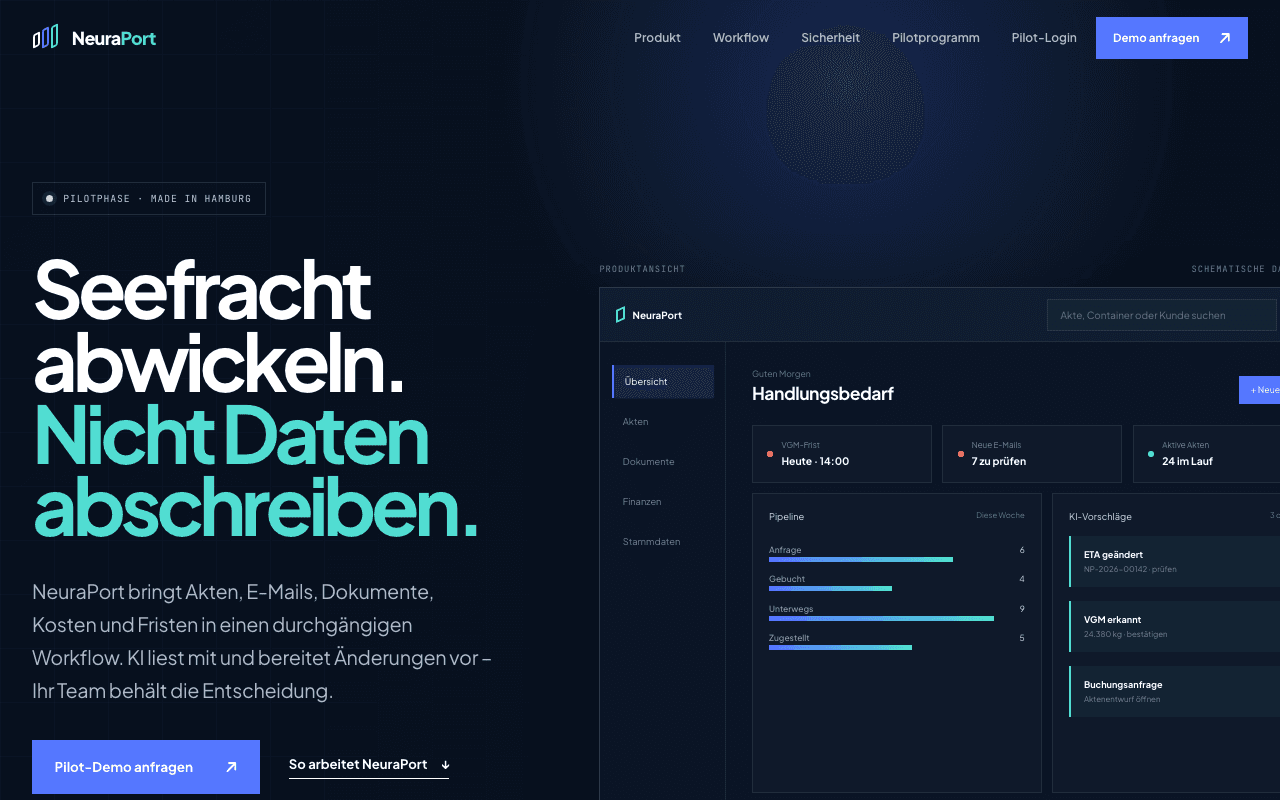 Screenshot der Website NeuraPort