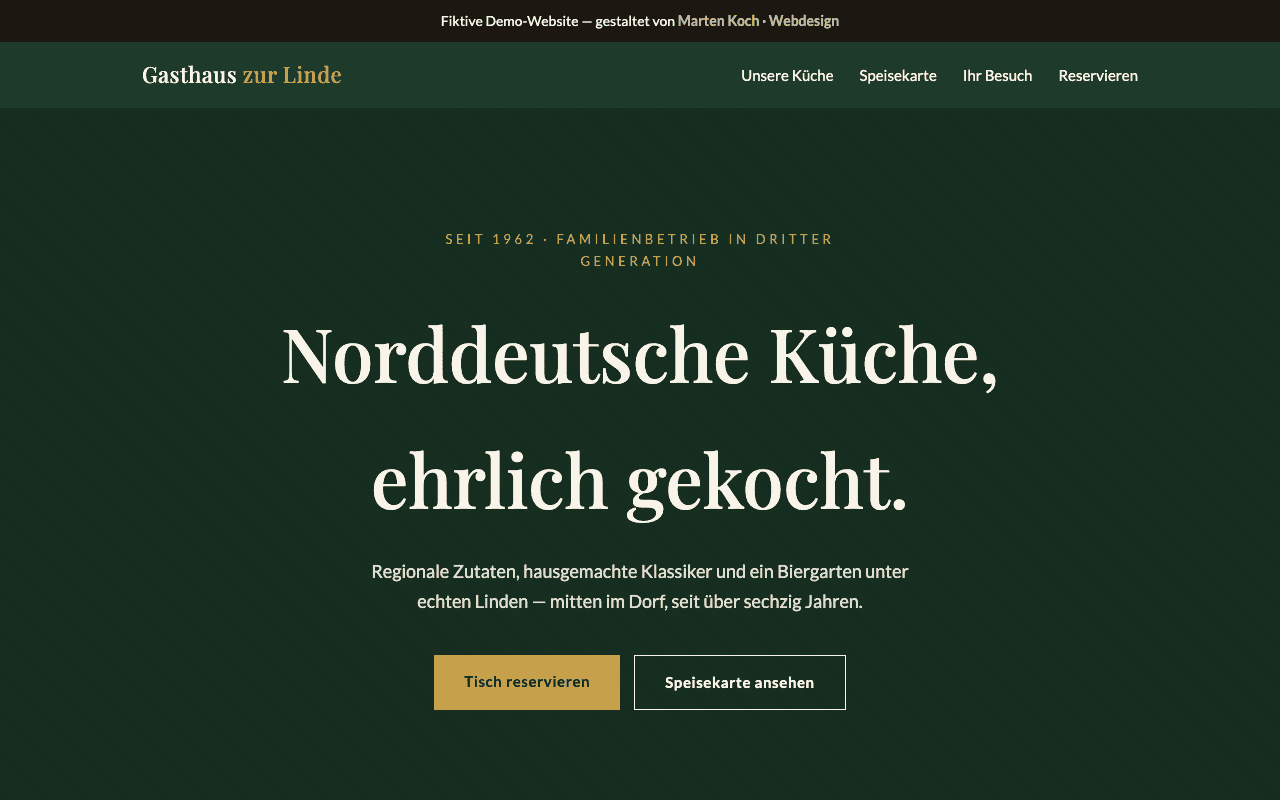 Screenshot der Website Gasthaus zur Linde